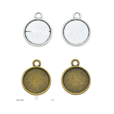 Metal small plain round setting, front and reverse views shown in the product image