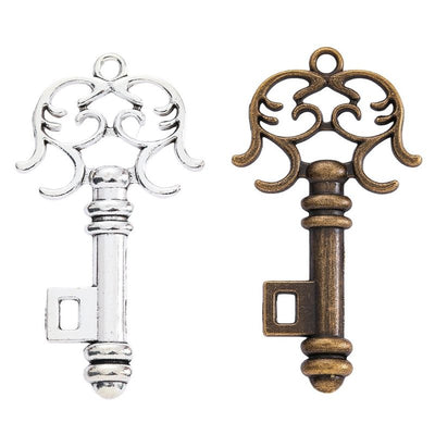 Front display of the scroll bow skeleton key in its pictured metal finishes