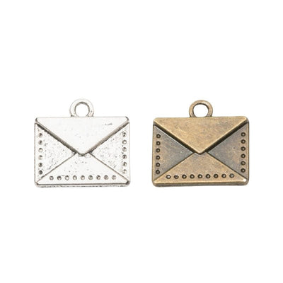 Dotted Border Envelope metal piece shown in Antique Bronze, Antique Silver
