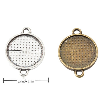 Round Dotted Bezel Connector in Two Antique Finishes
