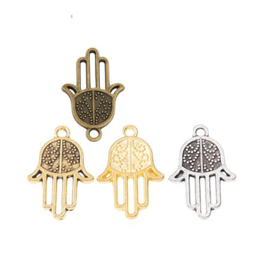 Hamsa Hand Connector Vintage Metal Charm Pendant for Jewelry Making