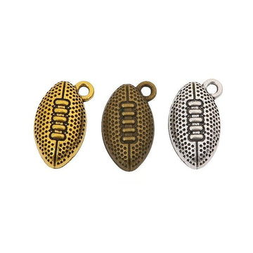 American Football Metal Charm for Jewelry Making in 3 Visible Finishes