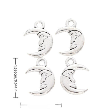 Crescent Moon Face Metal Charm in Textured Metal for Jewelry Making