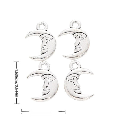 Product image showing the crescent moon face metal charm and its visible metal details