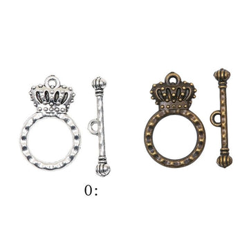 Crown Ring Toggle Clasps in Antique Bronze and Silver