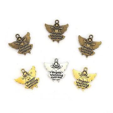 Inscribed Angel Charm Metal Pendant for Jewelry Making