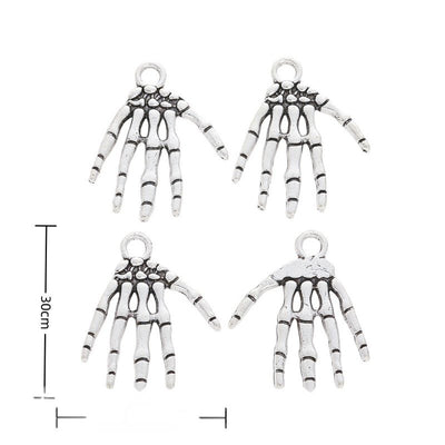 Skeleton Hand Pair metal charm displaying front and reverse sides
