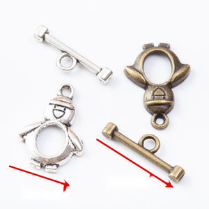 Snowman Toggle Clasps in Two Antique Metal Finishes