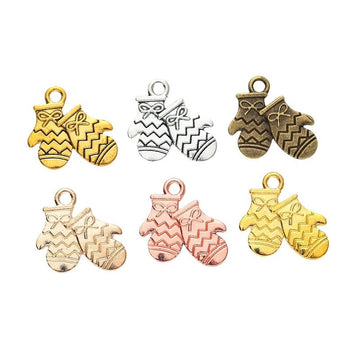 Pair of Patterned Mitten Metal Charms in Six Finishes