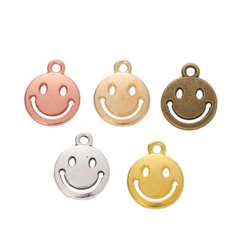 Round Smiley Face Metal Charms in Five Finishes for Jewelry Making