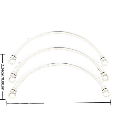 Curved Tube Connector metal charm displaying front and reverse sides