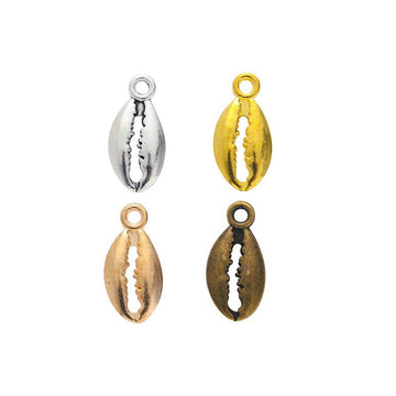 Cowrie Shell Detailed Metal Charm in 4 Finishes for Crafting