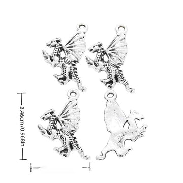 Small Dinosaur Metal Charms in Antique Silver Finish