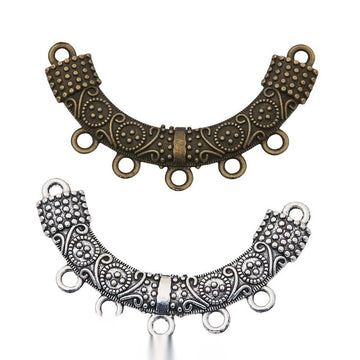 Five Loop Curved Bar Connector In 2 Metal Finishes For Jewelry Making