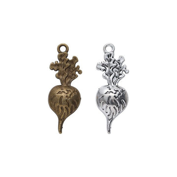 Textured Beet Root Charm in Antique Bronze and Silver Tone