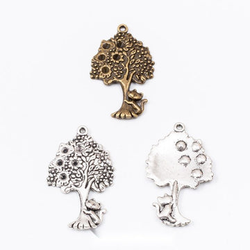Antique Bronze and Silver Ornate Tree Charms for Jewelry Making