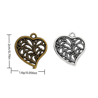 Finish overview of filigree scroll heart metal charm