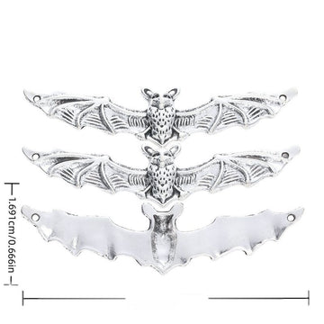 Antique Silver Wide Bat Skeleton Metal Pendant Charm