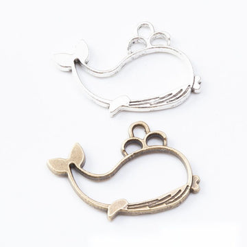 Open Whale Resin Frame Charm in Two Antique Finishes