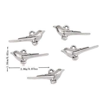 Long Tail Bird Metal Charm Pendant Jewelry Making Component
