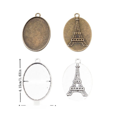 Group view of oval pendant setting styles on a white background
