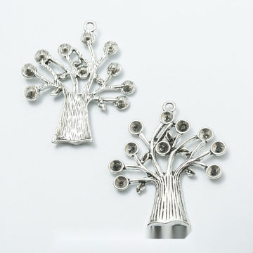 Silver Tone Tree Pendant with Round Branch Tips and Top Loop