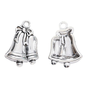 Double Christmas Bell Metal Charm Pendant For Jewelry Making And Craft Projects