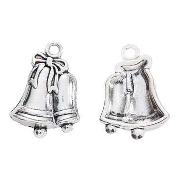 Double Christmas Bell Metal Charm Pendant For Jewelry Making And Craft Projects