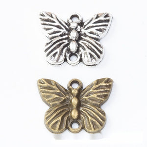 Antique Two-Loop Butterfly Metal Connector Charm Jewelry Component