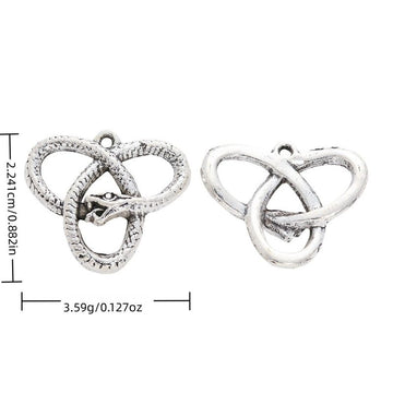 Antique Silver Triangular Interlaced Snake Knot Charm