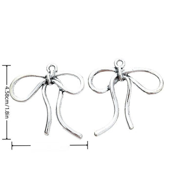 Open Loop Bow Alloy Charm in Antique Silver Finish