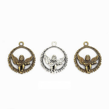 Wreath Angel Charm Metal Pendant for Jewelry Making