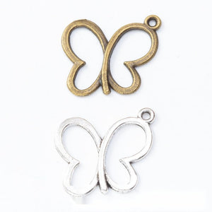 Open Outline Butterfly Metal Charms in Two Finishes