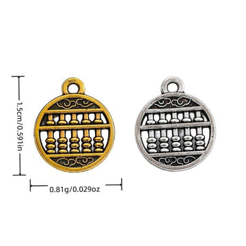 Round Abacus Metal Charms in Gold and Silver Finishes