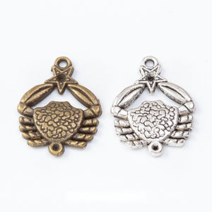 Detailed Crab Metal Charms in Two Antique Finishes for Crafts