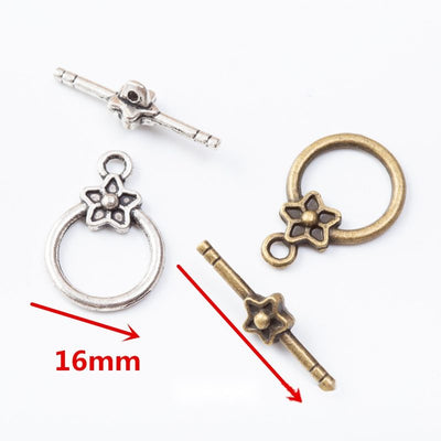 Front view of flower toggle clasp showing finish variation 1