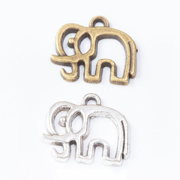Geometric Elephant Charm Alloy Jewelry Making Component in 2 Finish Options