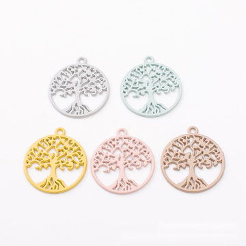 Openwork Tree of Life Pendant in Five Pastel Colors