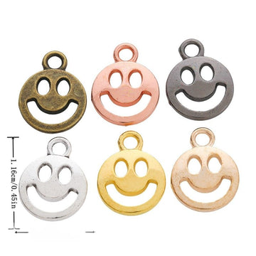 Openwork Smiley Face Charm in Six Metal Finishes Jewelry Making Component