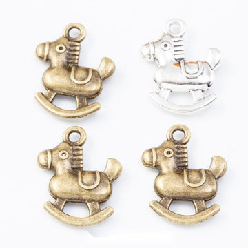 Vintage Finish Metal Rocking Horse Charms in 2 Style Options