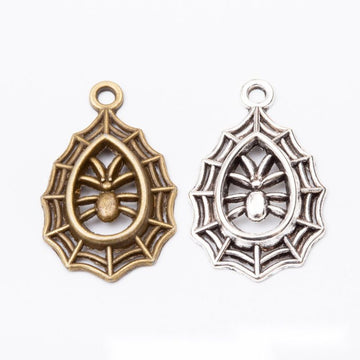 Open Spiderweb Metal Charm in Two Antique Finishes