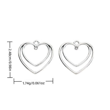 Double Outline Heart Metal Connector Charm for Jewelry Making
