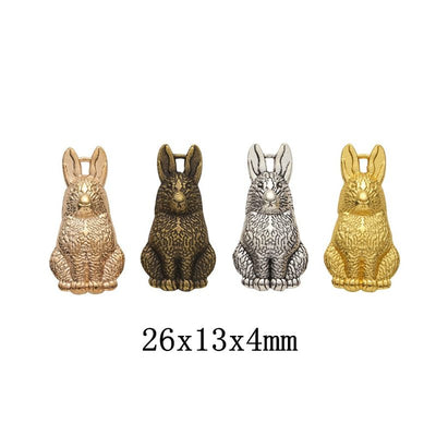 Overview of sitting rabbit charms in the available designs and finishes