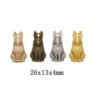 Detailed Sitting Rabbit Metal Charms In Four Finishes