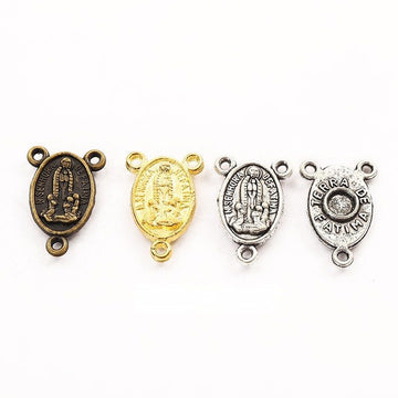 Religious Medal Three Loop Metal Connectors in Three Finishes