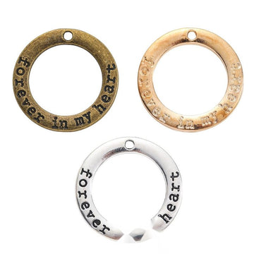 Forever In My Heart Round Message Charm in Three Finishes