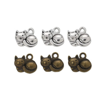 Curled Cat Charm in 2 Metal Finishes for Jewelry Making