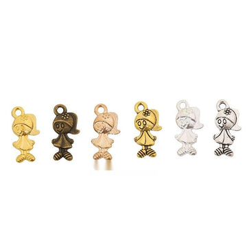Braided Girl Detailed Metal Charm in 6 Finishes for Crafting
