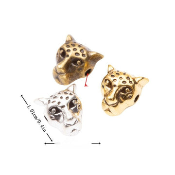 Leopard Head Bead in 3 Metal Finishes for Jewelry Making