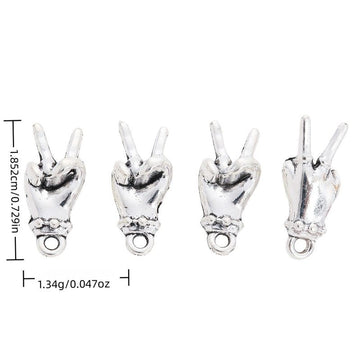 Peace Sign Hand Metal Charm Pendant in 1 Finish for DIY Jewelry